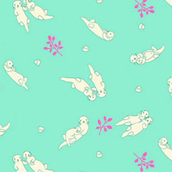 Paintbrush Studio Fabrics Otter Romp Swimming Turquoise 12099322
