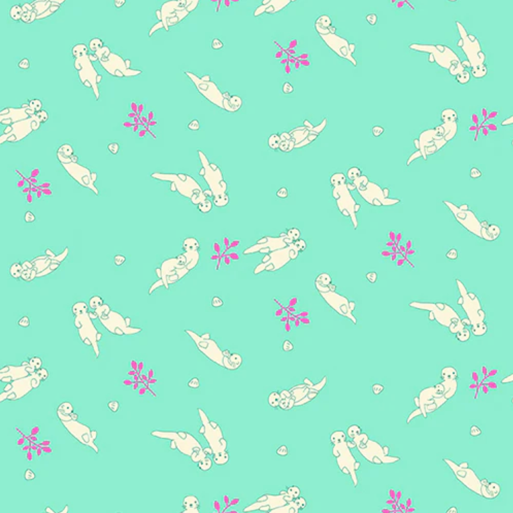 Paintbrush Studio Fabrics Otter Romp Swimming Turquoise 12099322