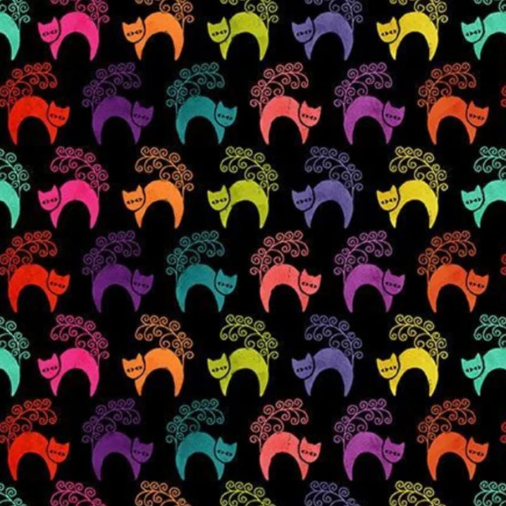 Pammie Jane Dear Stella Fabrics Bootiful Halloween Scaredy Cat 2777 Ink