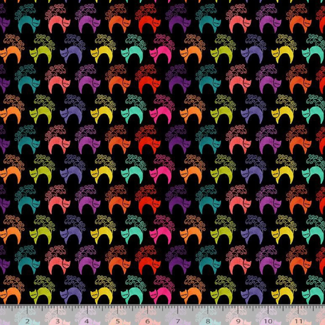 Pammie Jane Dear Stella Fabrics Bootiful Halloween Scaredy Cat 2777 Ink