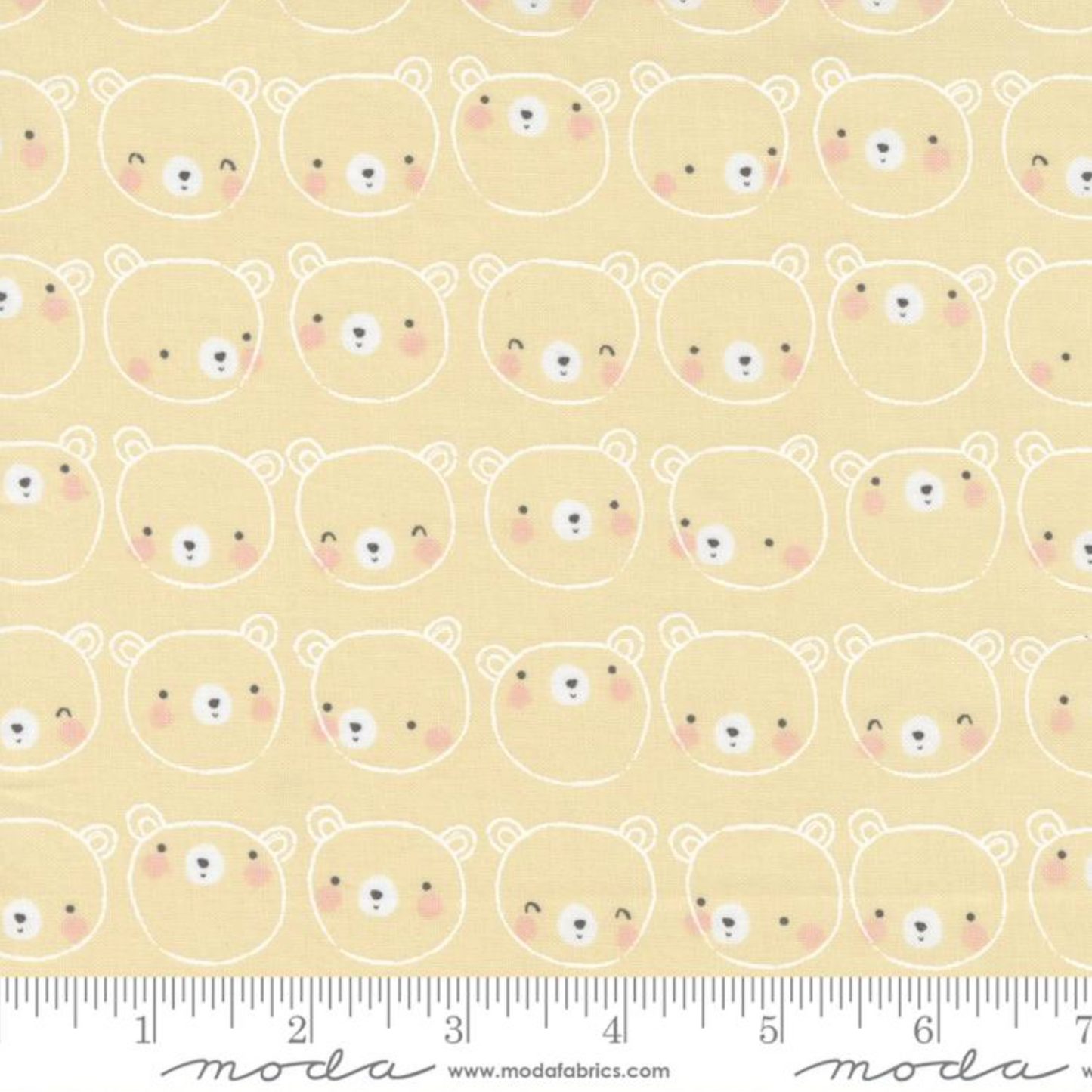 Paper + Cloth Moda Fabrics D is for Dream Bear Face Yellow 25122 15