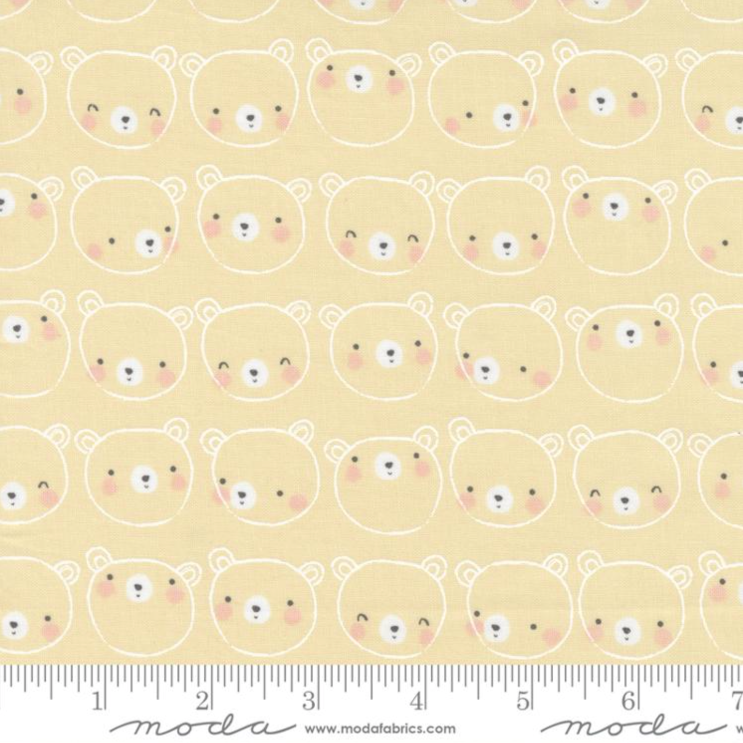 Paper + Cloth Moda Fabrics D is for Dream Bear Face Yellow 25122 15