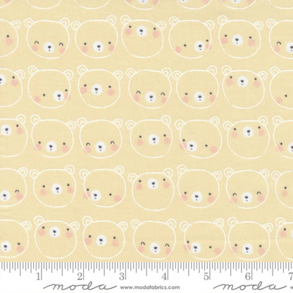 Paper + Cloth Moda Fabrics D is for Dream Bear Face Yellow 25122 15