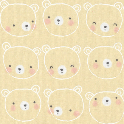 Paper + Cloth Moda Fabrics D is for Dream Bear Face Yellow 25122 15
