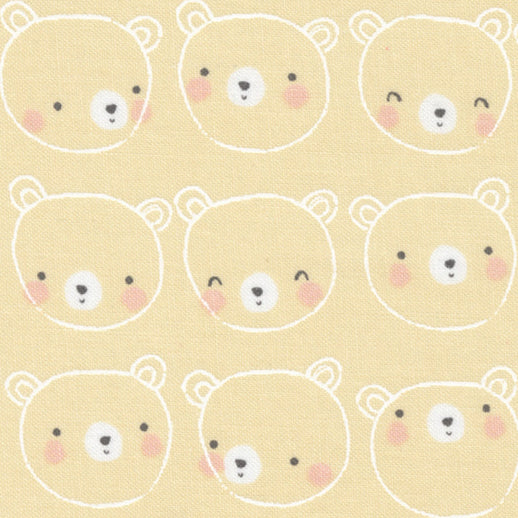 Paper + Cloth Moda Fabrics D is for Dream Bear Face Yellow 25122 15