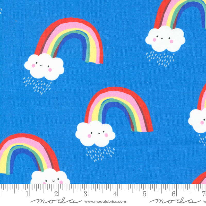 Paper + Cloth Moda Fabrics Whatever the Weather Papercut Rainbows 25145 13 Bright Sky