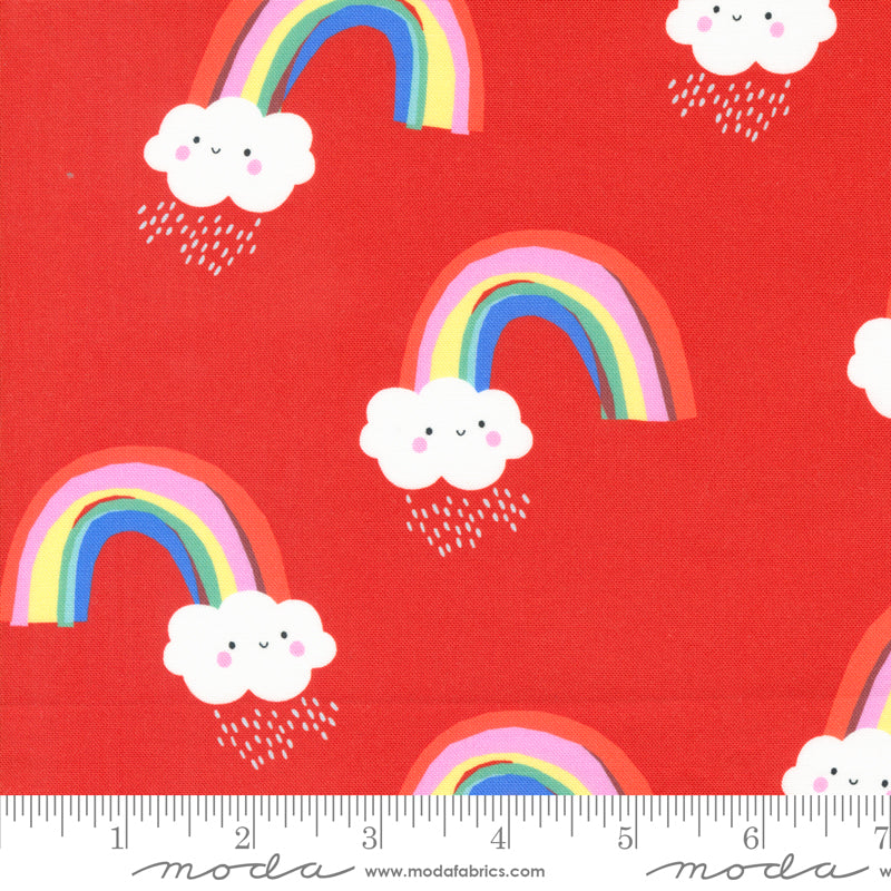Paper + Cloth Moda Fabrics Whatever the Weather Papercut Rainbows 25145 20 Rose