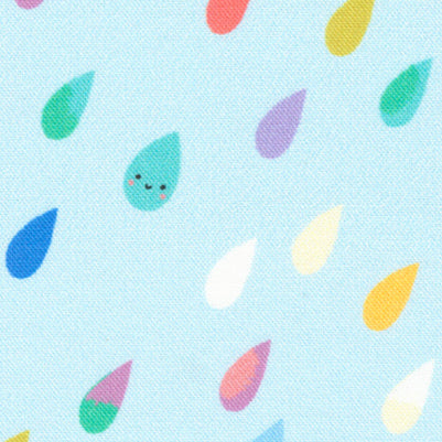 Paper + Cloth Moda Fabrics Whatever the Weather Rainbow Raindrops 25141 12 Rain