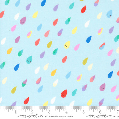Paper + Cloth Moda Fabrics Whatever the Weather Rainbow Raindrops 25141 12 Rain