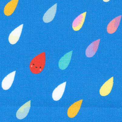 Paper + Cloth Moda Fabrics Whatever the Weather Rainbow Raindrops 25141 13 Bright Sky