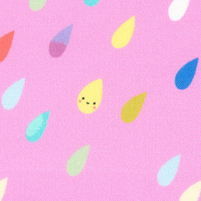 Paper + Cloth Moda Fabrics Whatever the Weather Rainbow Raindrops 25141 16 Lilac