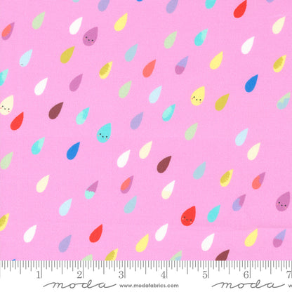Paper + Cloth Moda Fabrics Whatever the Weather Rainbow Raindrops 25141 16 Lilac