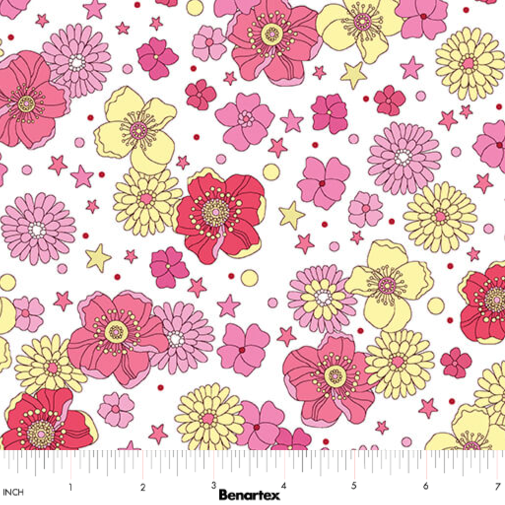 Pat Sloan Benartex Tiny Secrets Open Meadow 17146-20 Pink