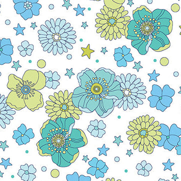 Pat Sloan Benartex Tiny Secrets Open Meadow 17146-24 Blue