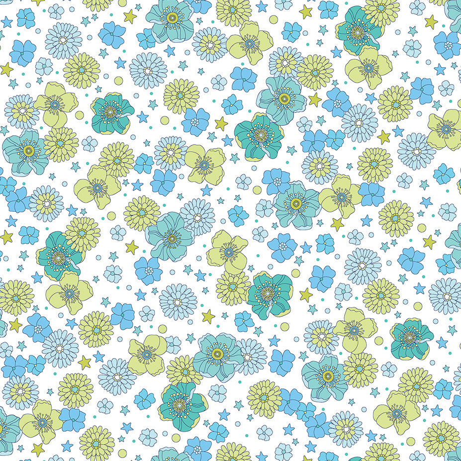 Pat Sloan Benartex Tiny Secrets Open Meadow 17146-24 Blue