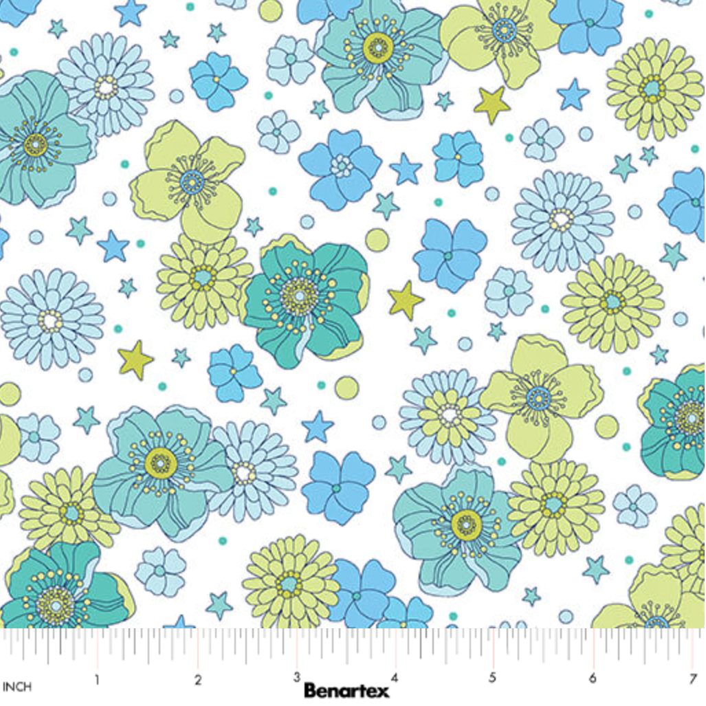 Pat Sloan Benartex Tiny Secrets Open Meadow 17146-24 Blue