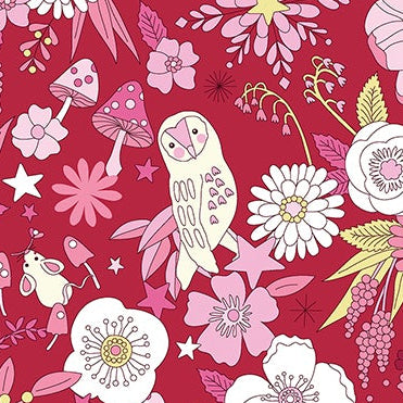 Pat Sloan Benartex Tiny Secrets Woodland Magic 17143-10 Red