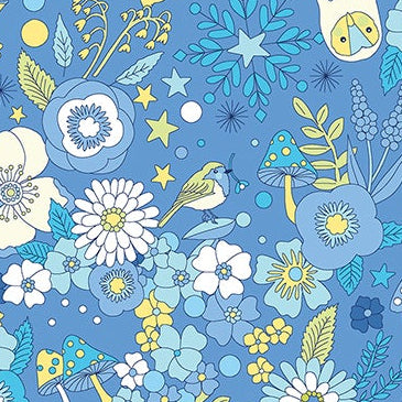 Pat Sloan Benartex Tiny Secrets Woodland Magic 17143-50 Blue