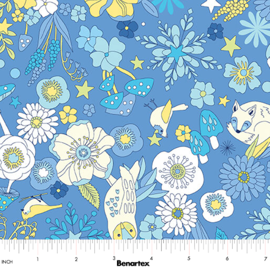 Pat Sloan Benartex Tiny Secrets Woodland Magic 17143-50 Blue