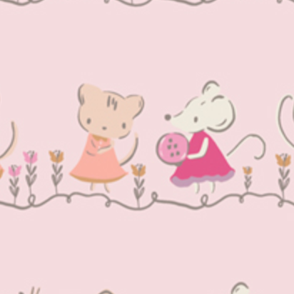 Patty Basemi Art Gallery Fabrics Minikin Friends Blush Needles and Whiskers TAT39912