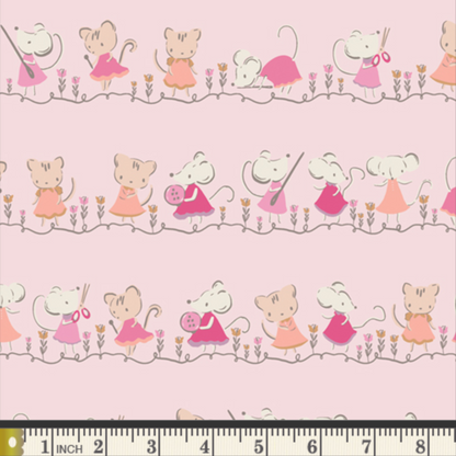 Patty Basemi Art Gallery Fabrics Minikin Friends Blush Needles and Whiskers TAT39912