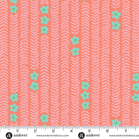 Patty Sloniger Andover Fabrics Moonlit Garden Garland A-512-O Coral