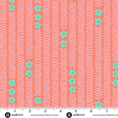 Patty Sloniger Andover Fabrics Moonlit Garden Garland A-512-O Coral