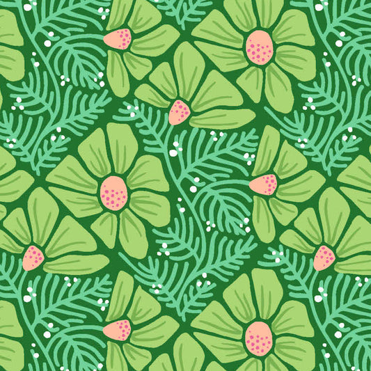 Patty Sloniger Andover Fabrics Moonlit Garden Pressed Flowers A-507-G Green