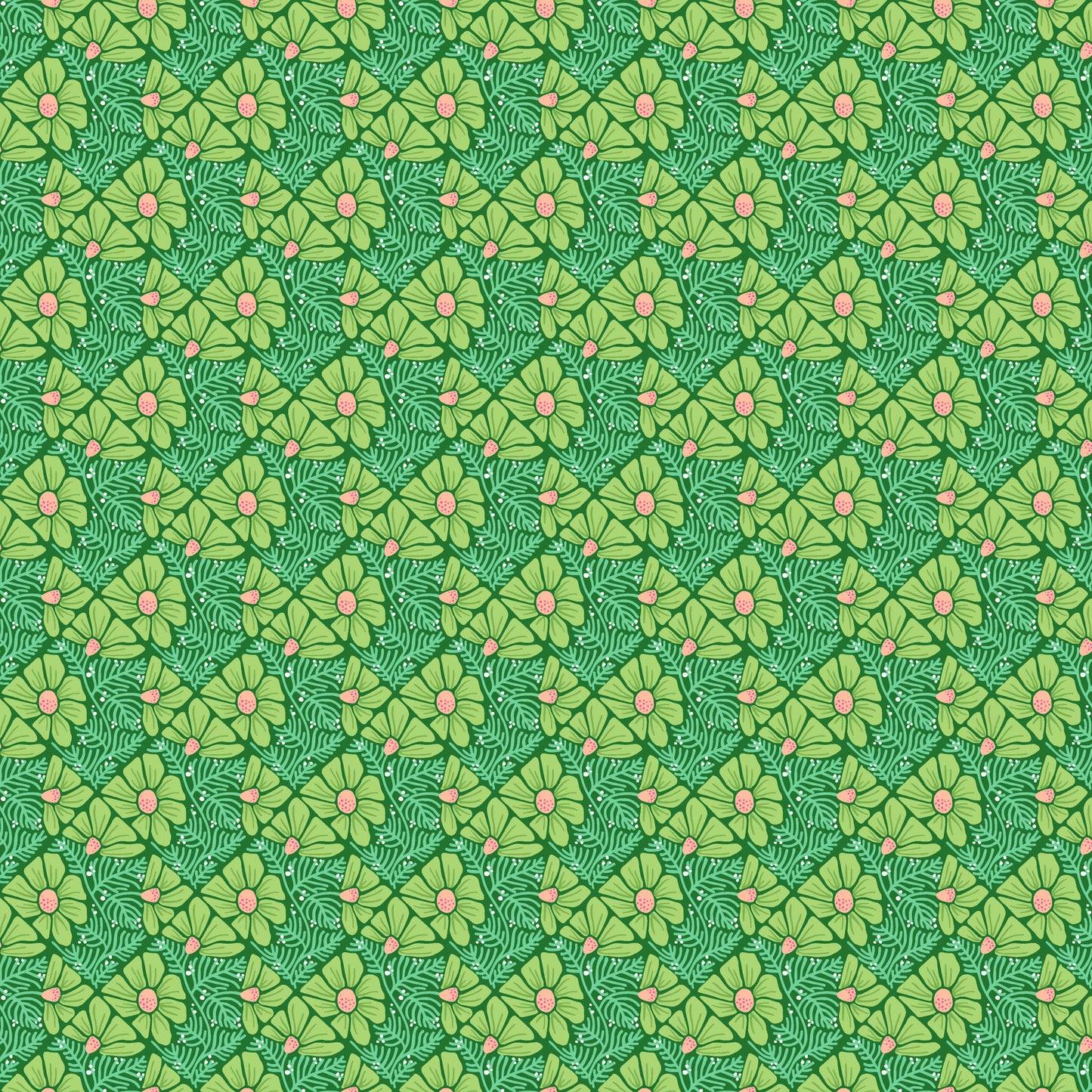 Patty Sloniger Andover Fabrics Moonlit Garden Pressed Flowers A-507-G Green