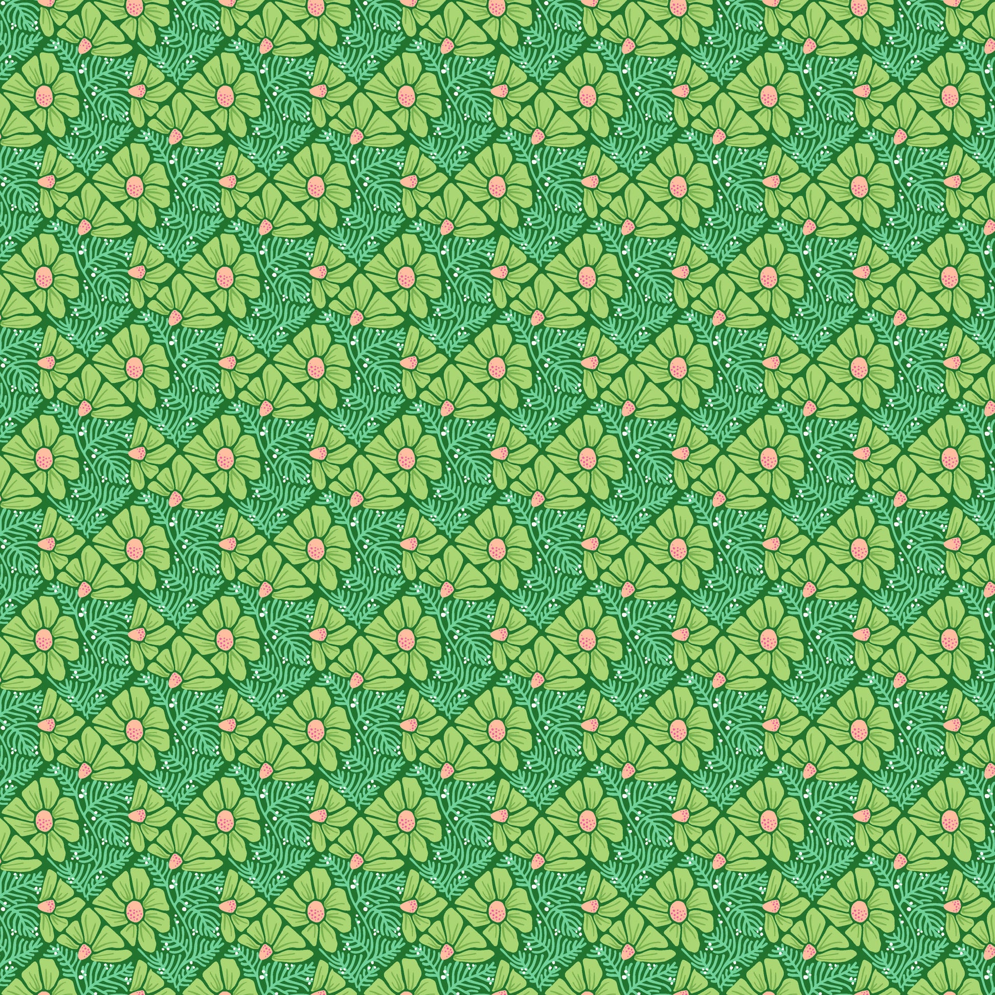 Patty Sloniger Andover Fabrics Moonlit Garden Pressed Flowers A-507-G Green