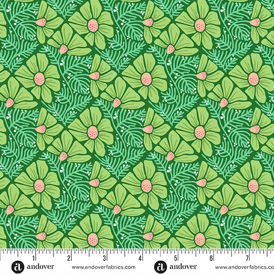 Patty Sloniger Andover Fabrics Moonlit Garden Pressed Flowers A-507-G Green