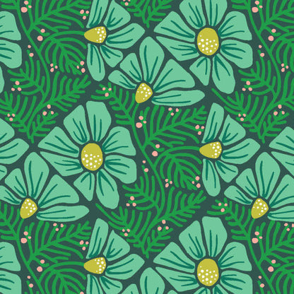 Patty Sloniger Andover Fabrics Moonlit Garden Pressed Flowers A-507-T Teal