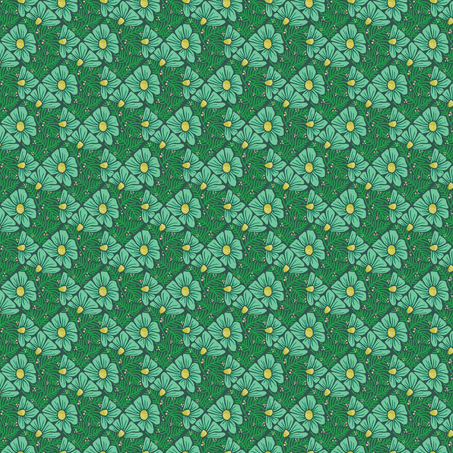 Patty Sloniger Andover Fabrics Moonlit Garden Pressed Flowers A-507-T Teal