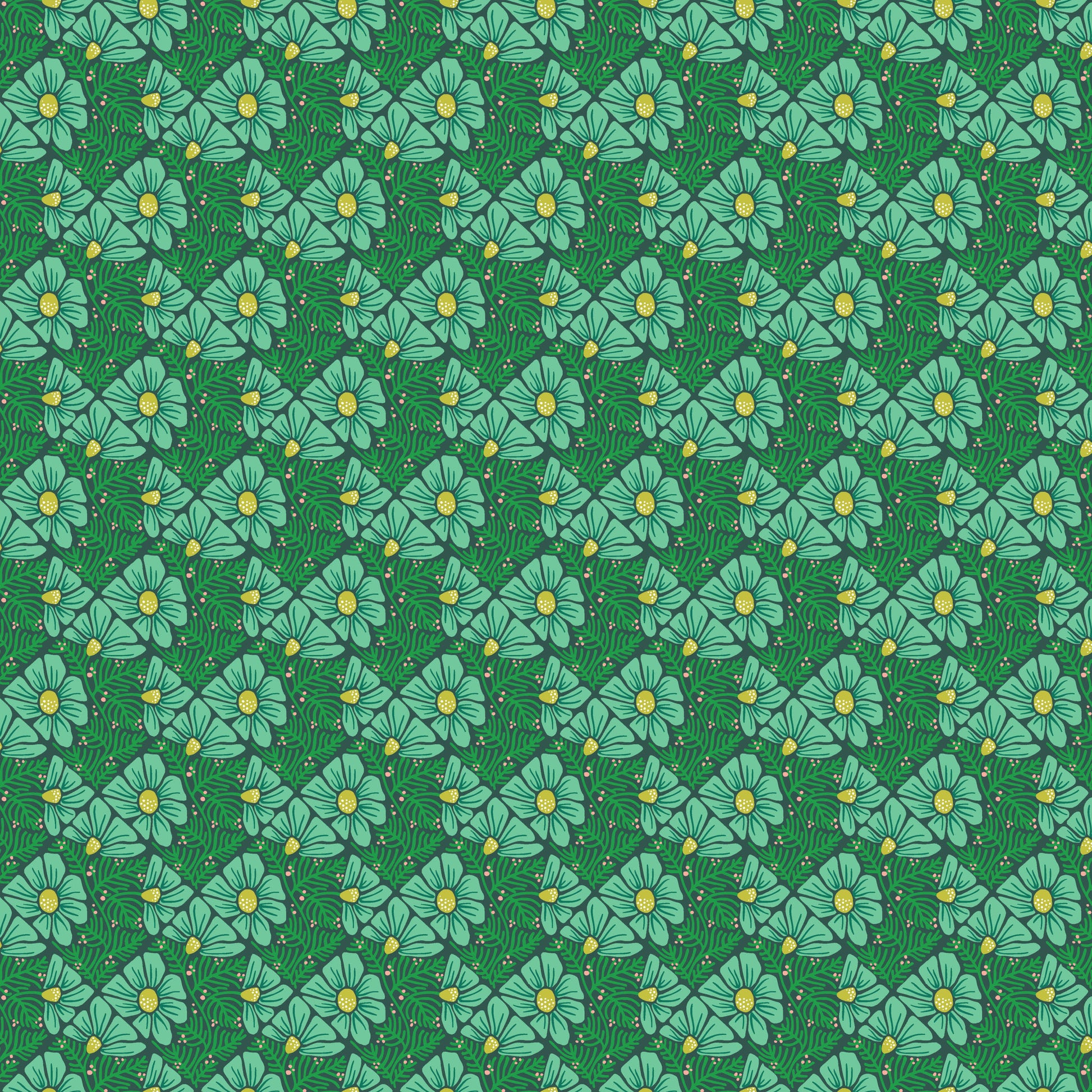 Patty Sloniger Andover Fabrics Moonlit Garden Pressed Flowers A-507-T Teal