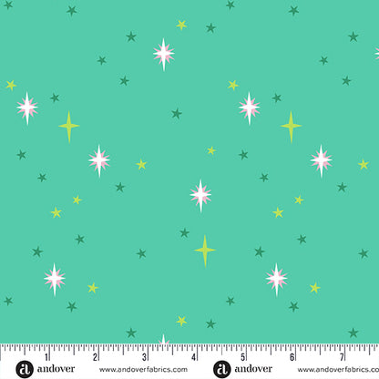 Patty Sloniger Andover Fabrics Moonlit Garden Starry Sky Peacock A-513-G