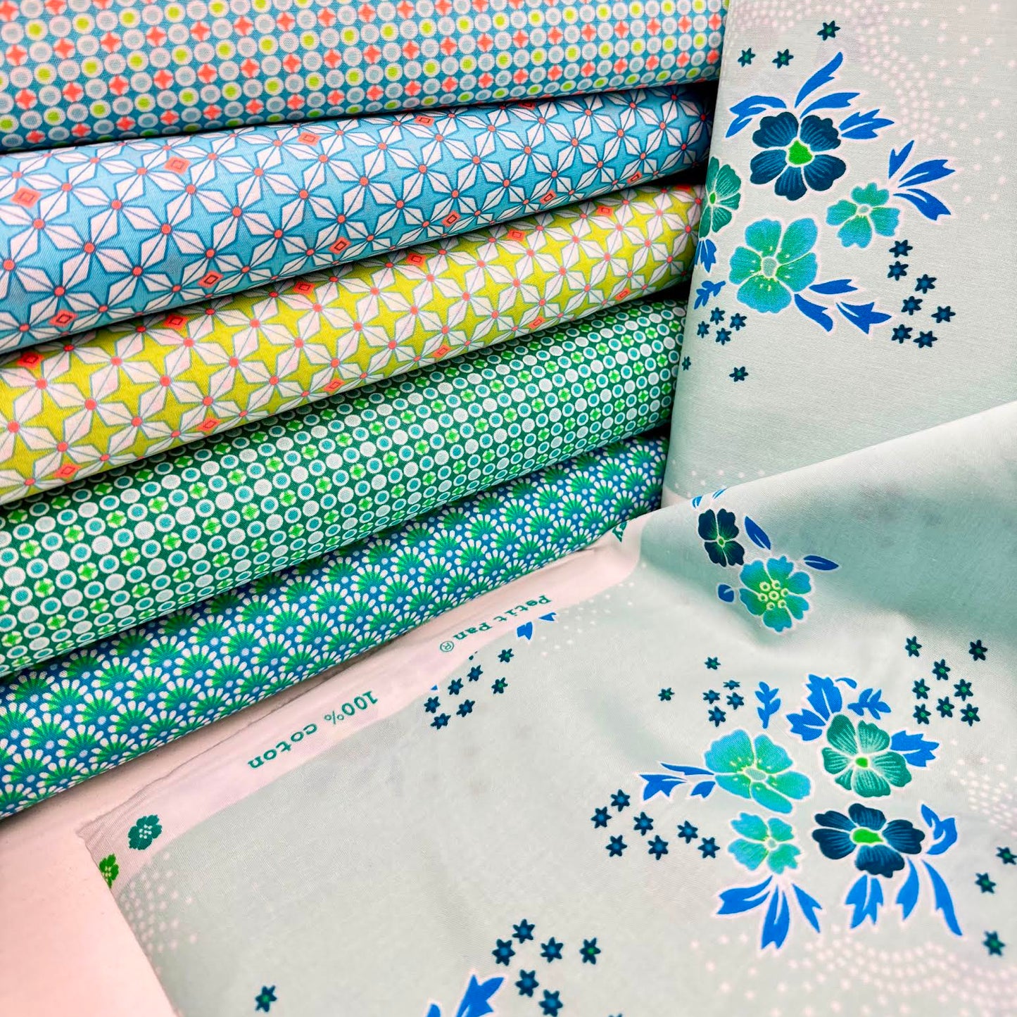 Petit Pan Fabrics Paris Folksy Opaline Blue
