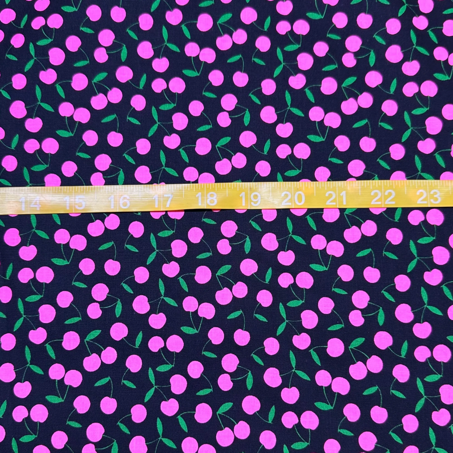 Pop Cherry Black Neon Pink Fabric Japanese Import