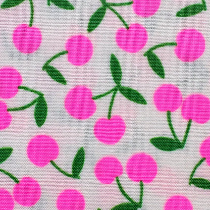 Pop Cherry White Neon Pink Fabric Japanese Import