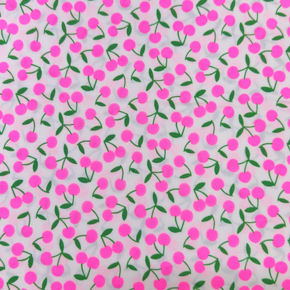 Pop Cherry White Neon Pink Fabric Japanese Import