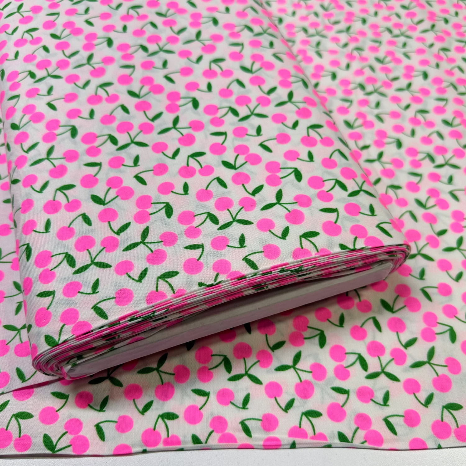 Pop Cherry White Neon Pink Fabric Japanese Import