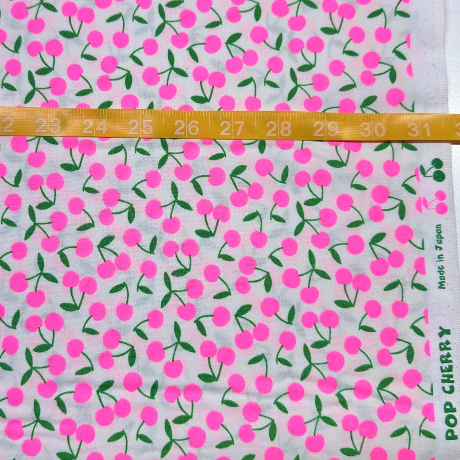 Pop Cherry White Neon Pink Fabric Japanese Import