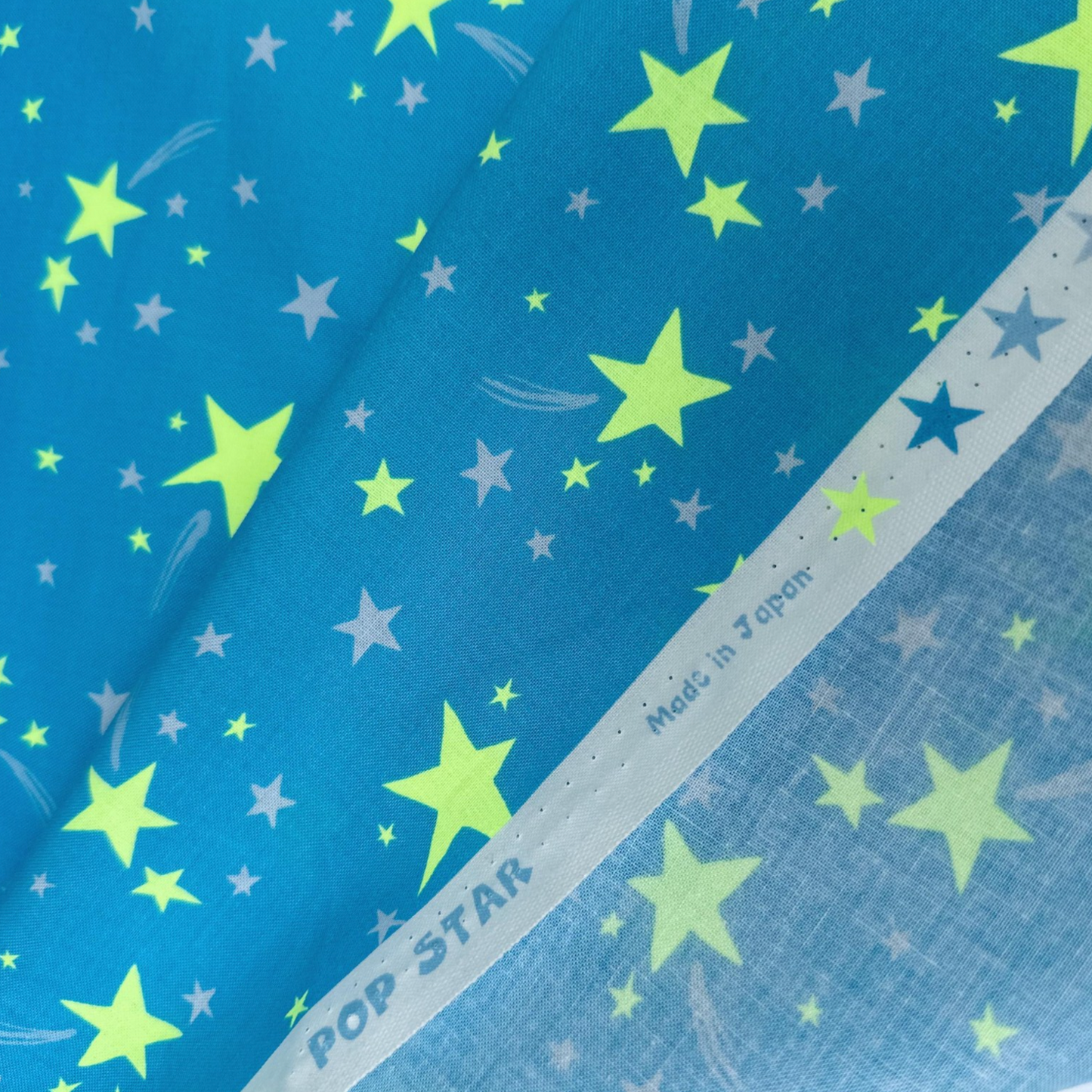 Pop Star Japanese Import Blue and Neon Yellow Fabric
