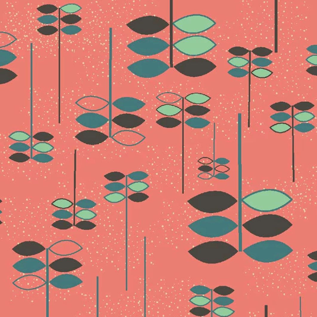 RB Studios Midwest Textiles Atomic Revival Leaves RIV-AR2035/14 Pink