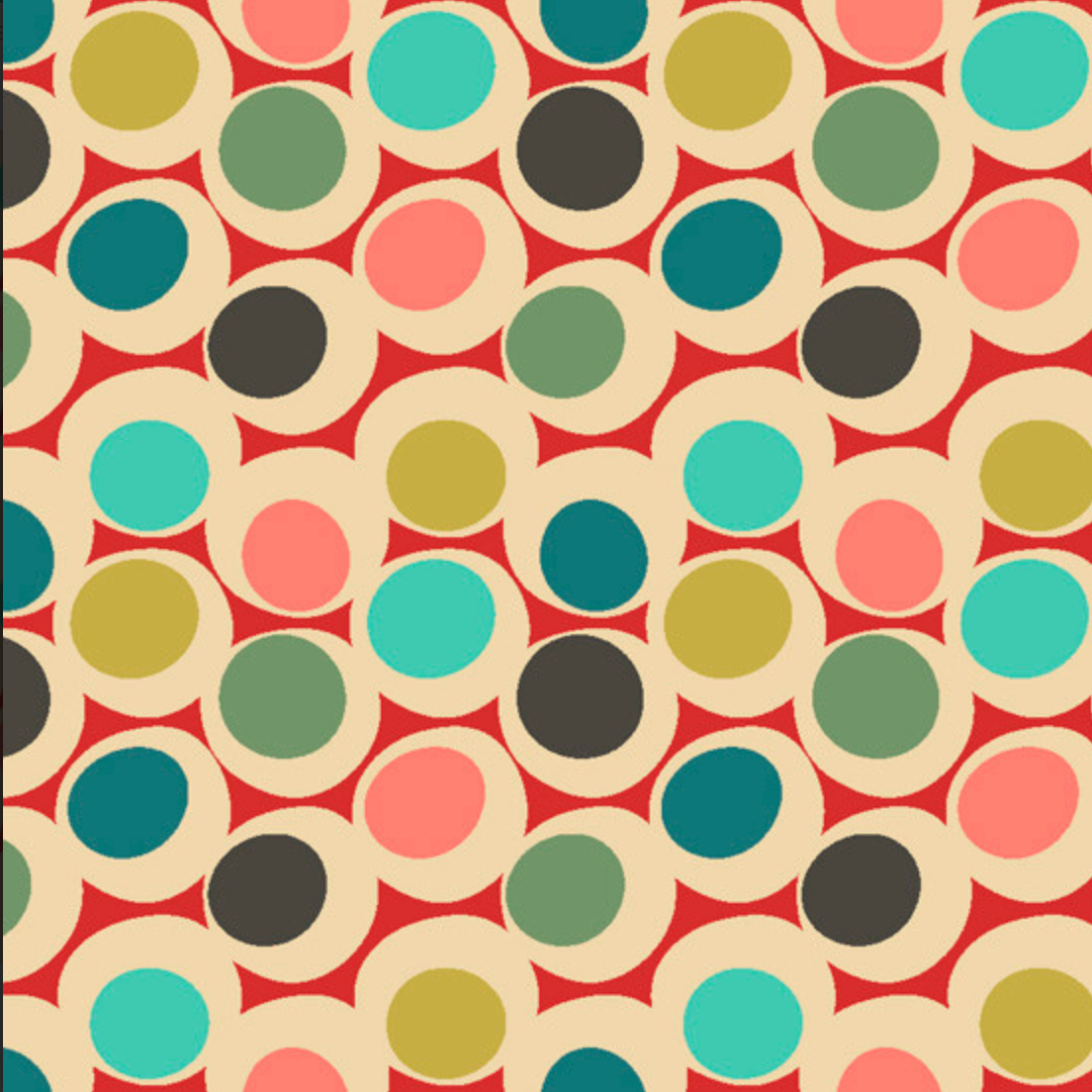 RB Studios Midwest Textiles Atomic Revival Small Circles RIV-AR2032/6 Red