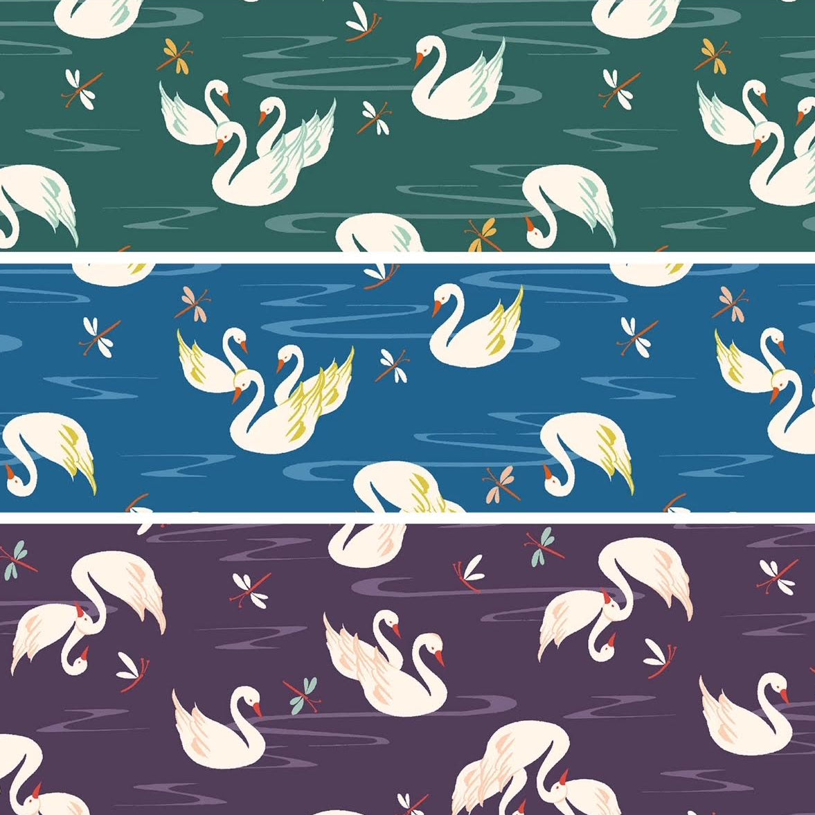 RJR Fabrics Swan Paraiso Swan Lake 