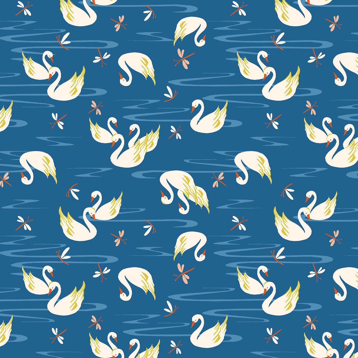 RJR Fabrics Swan Paraiso Swan Lake RJ4201-CO1 Cobalt