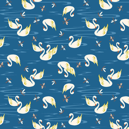 RJR Fabrics Swan Paraiso Swan Lake RJ4201-CO1 Cobalt