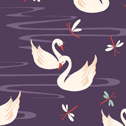 RJR Fabrics Swan Paraiso Swan Lake RJ4201-IP3 Imperial Purple