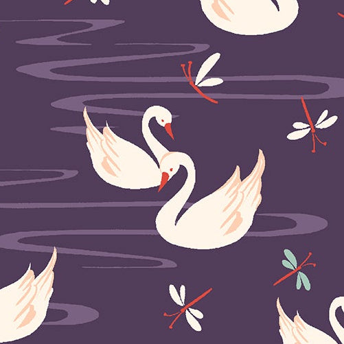 RJR Fabrics Swan Paraiso Swan Lake RJ4201-IP3 Imperial Purple