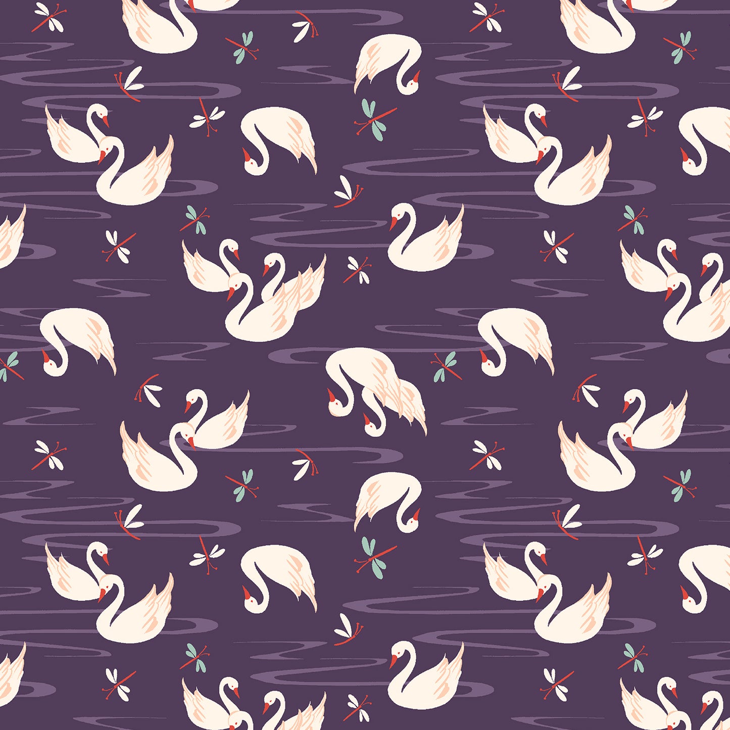 RJR Fabrics Swan Paraiso Swan Lake RJ4201-IP3 Imperial Purple